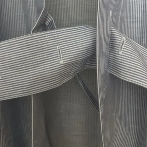 NWOT 💙🤍 Lunya Resort Linen Silk Kimono Robe pinstripe Blue and White - Picture 7 of 8